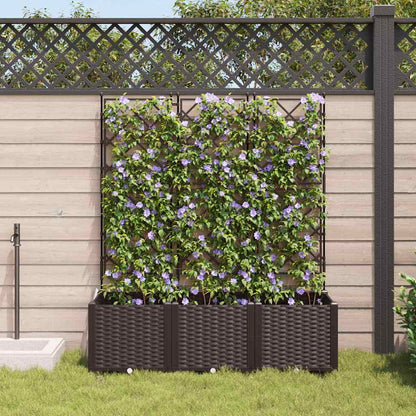 Garden Planter 3 pcs Brown 120 x 40 x 143 cm PP