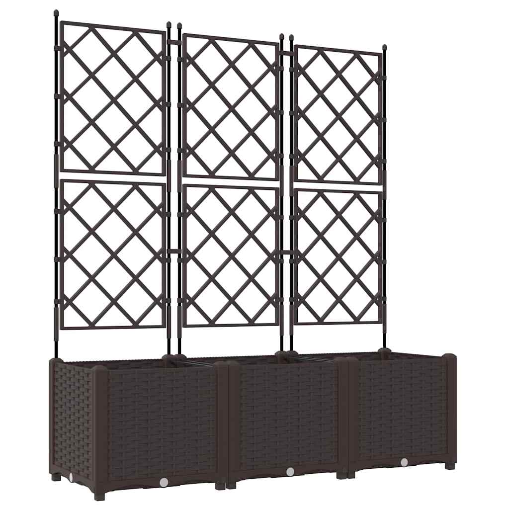 Garden Planter 3 pcs Brown 120 x 40 x 143 cm PP