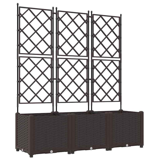 Garden Planter 3 pcs Brown 120 x 40 x 143 cm PP