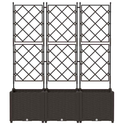 Garden Planter 3 pcs Brown 120 x 40 x 143 cm PP