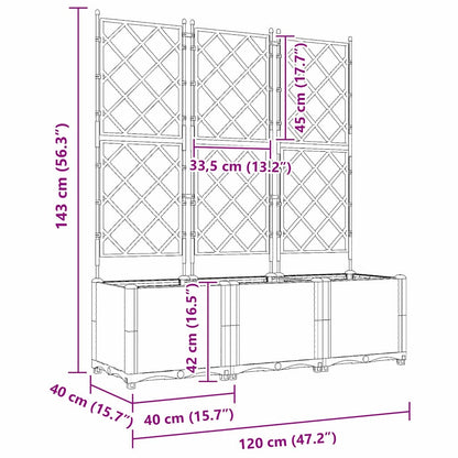 Garden Planter 3 pcs Brown 120 x 40 x 143 cm PP