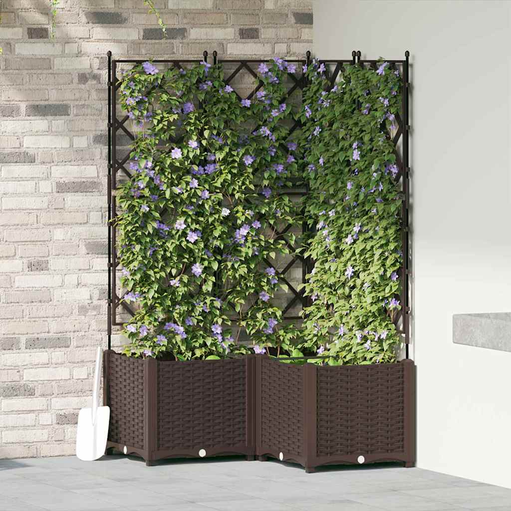Garden Planter 3 pcs Brown 80 x 80 x 143 cm PP