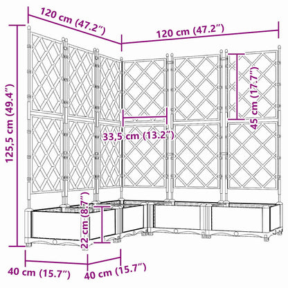 Garden Planter 5 pcs Brown 120 x 120 x 125.5 cm PP