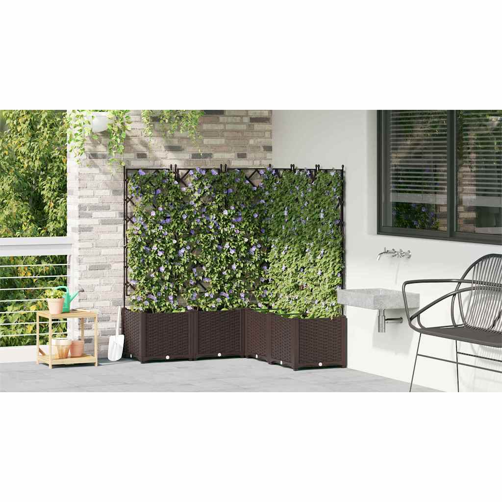 Garden Planter 5 pcs Brown 120 x 120 x 143 cm PP