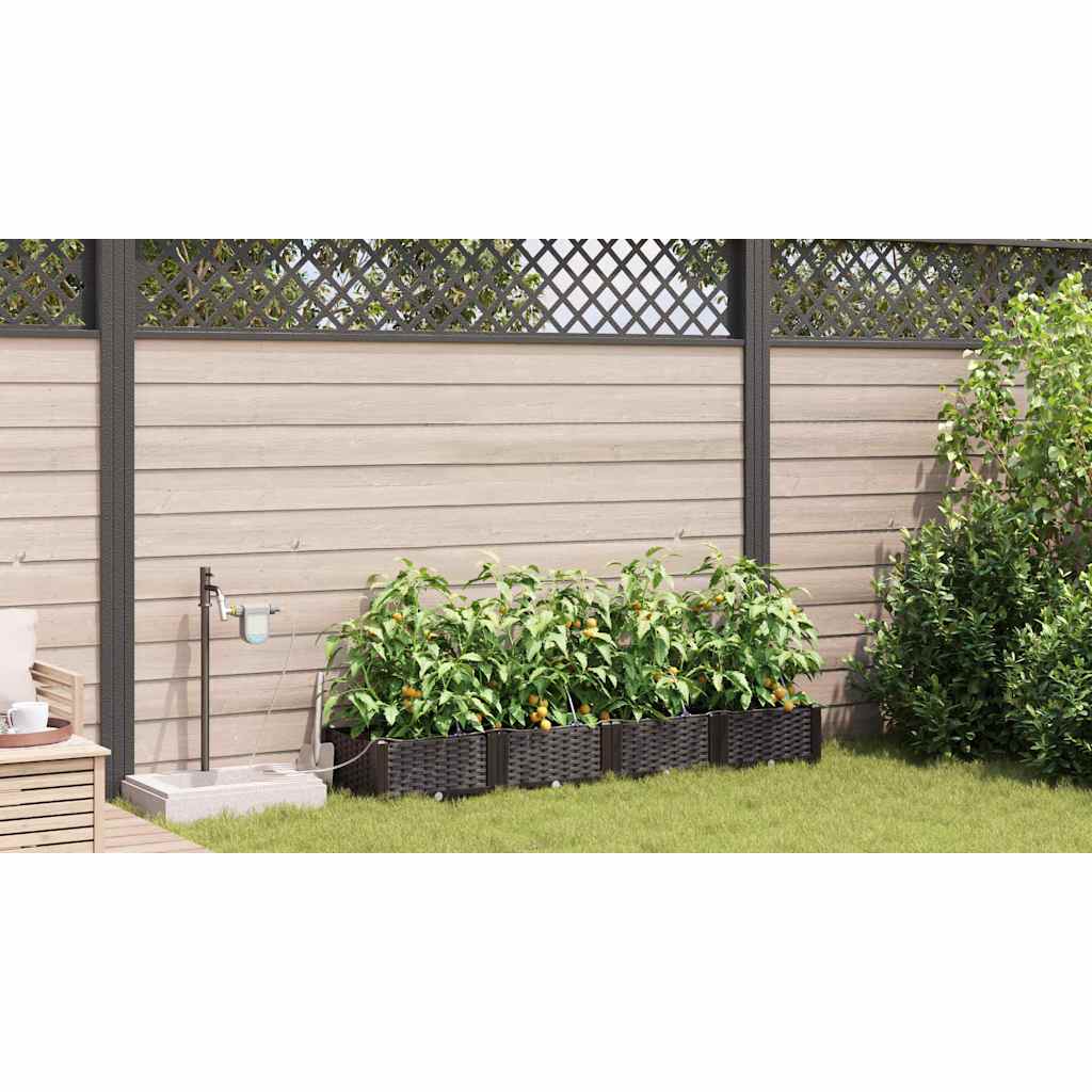 Garden Planter 4 pcs Brown 160 x 40 x 22 cm PP