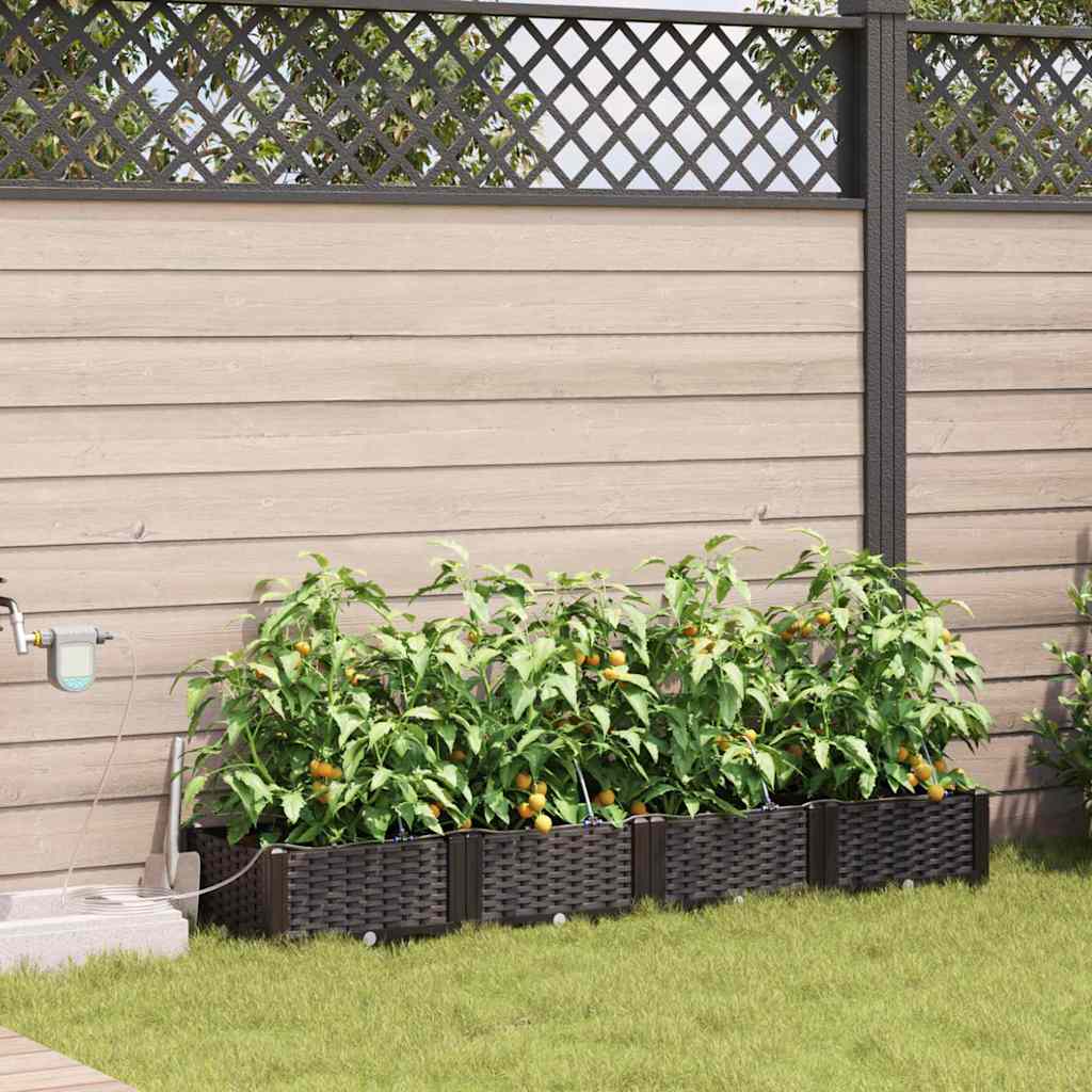 Garden Planter 4 pcs Brown 160 x 40 x 22 cm PP