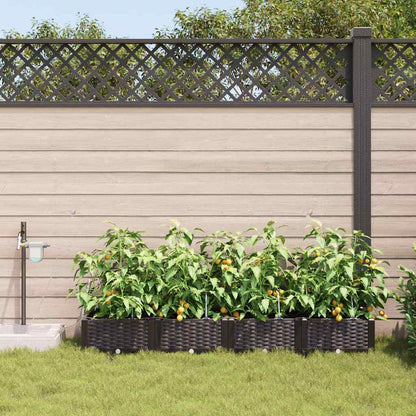 Garden Planter 4 pcs Brown 160 x 40 x 22 cm PP