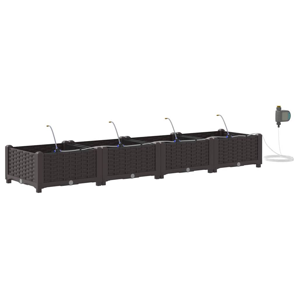 Garden Planter 4 pcs Brown 160 x 40 x 22 cm PP