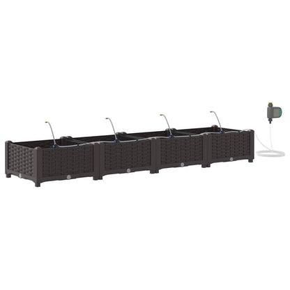 Garden Planter 4 pcs Brown 160 x 40 x 22 cm PP
