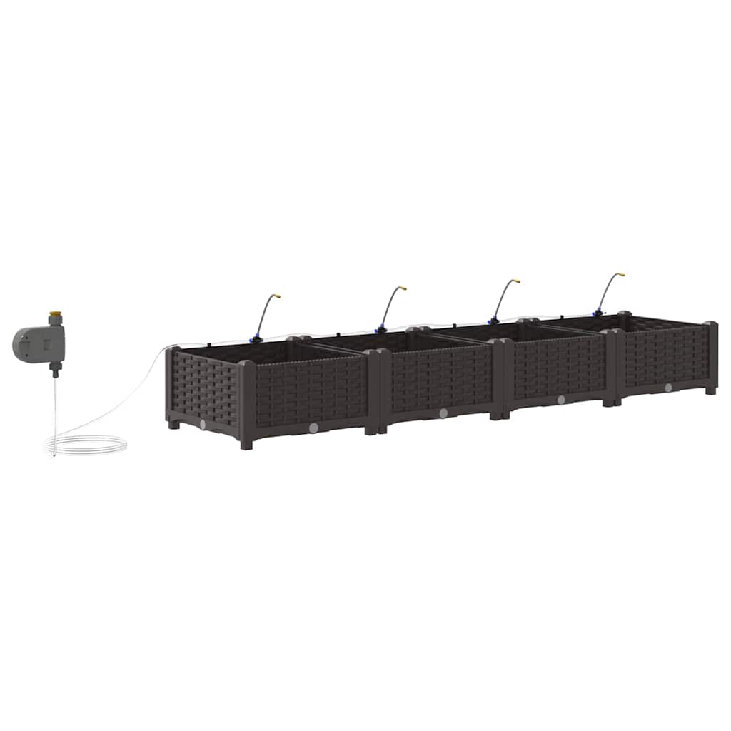 Garden Planter 4 pcs Brown 160 x 40 x 22 cm PP