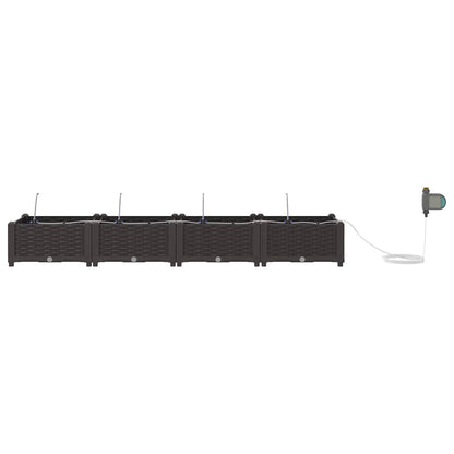 Garden Planter 4 pcs Brown 160 x 40 x 22 cm PP