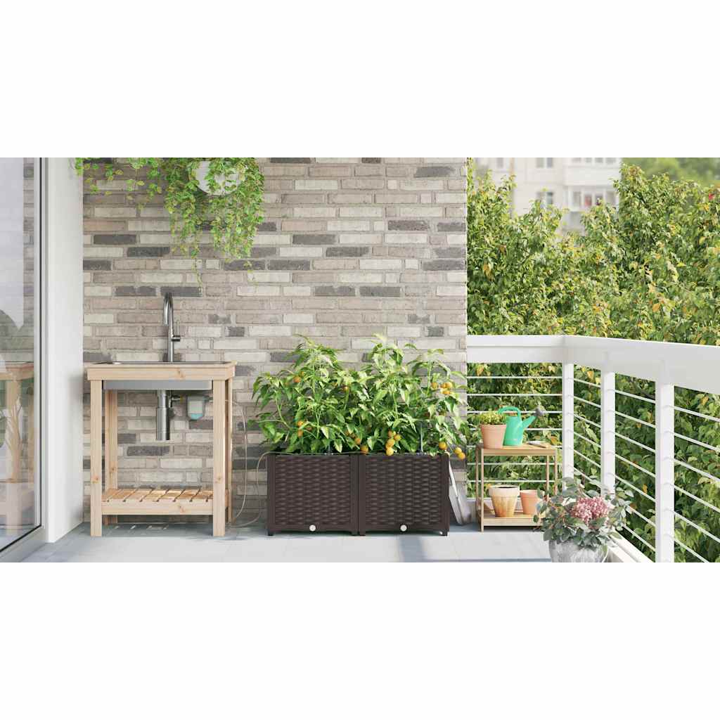 Garden Planter 2 pcs Brown 80 x 40 x 37.5 cm PP