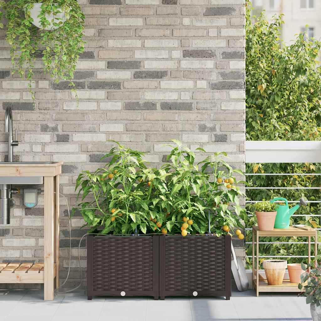 Garden Planter 2 pcs Brown 80 x 40 x 37.5 cm PP