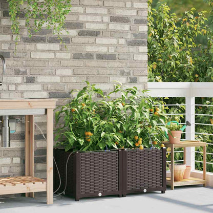 Garden Planter 2 pcs Brown 80 x 40 x 37.5 cm PP