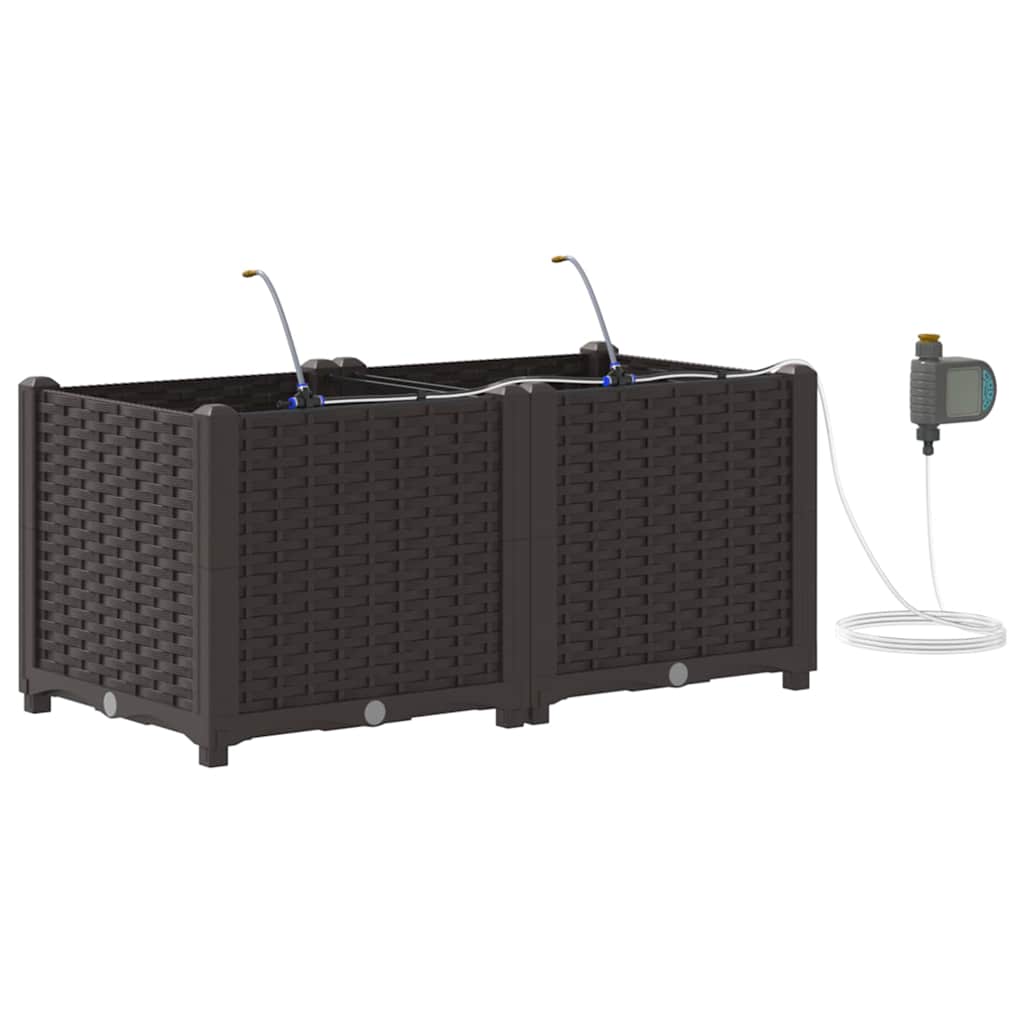 Garden Planter 2 pcs Brown 80 x 40 x 37.5 cm PP