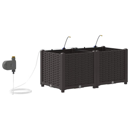 Garden Planter 2 pcs Brown 80 x 40 x 37.5 cm PP