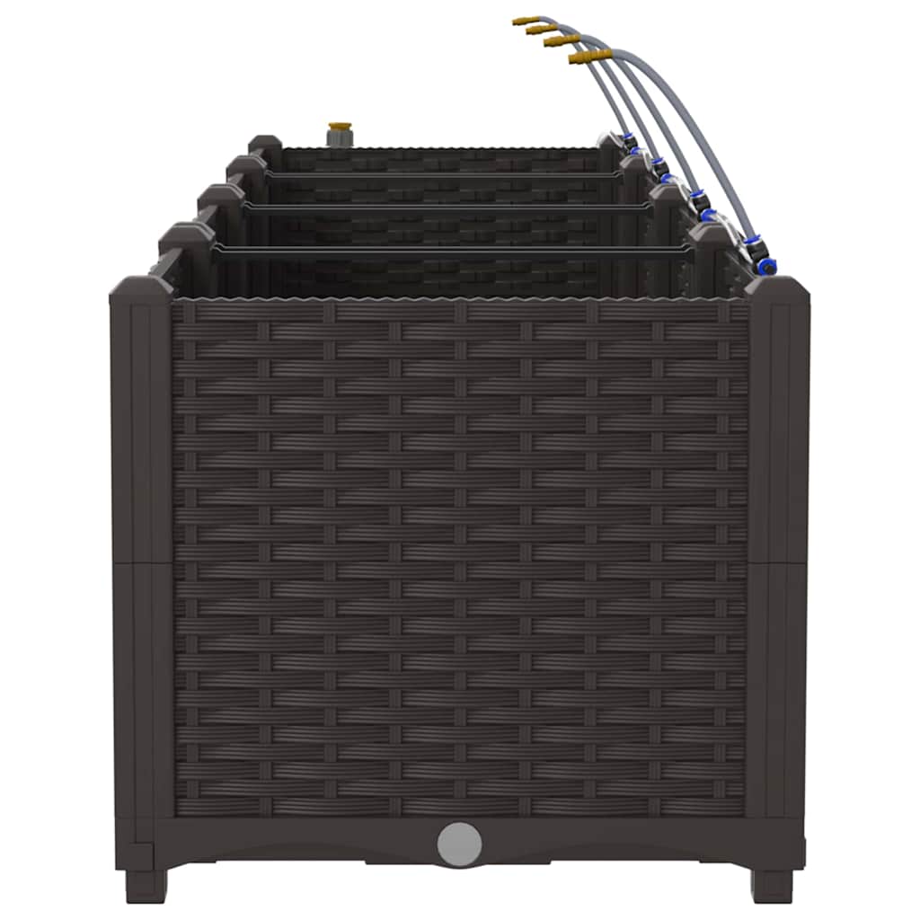 Garden Planter 3 pcs Brown 120 x 40 x 37.5 cm PP