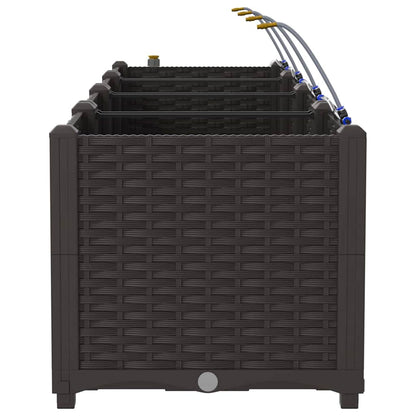 Garden Planter 3 pcs Brown 120 x 40 x 37.5 cm PP