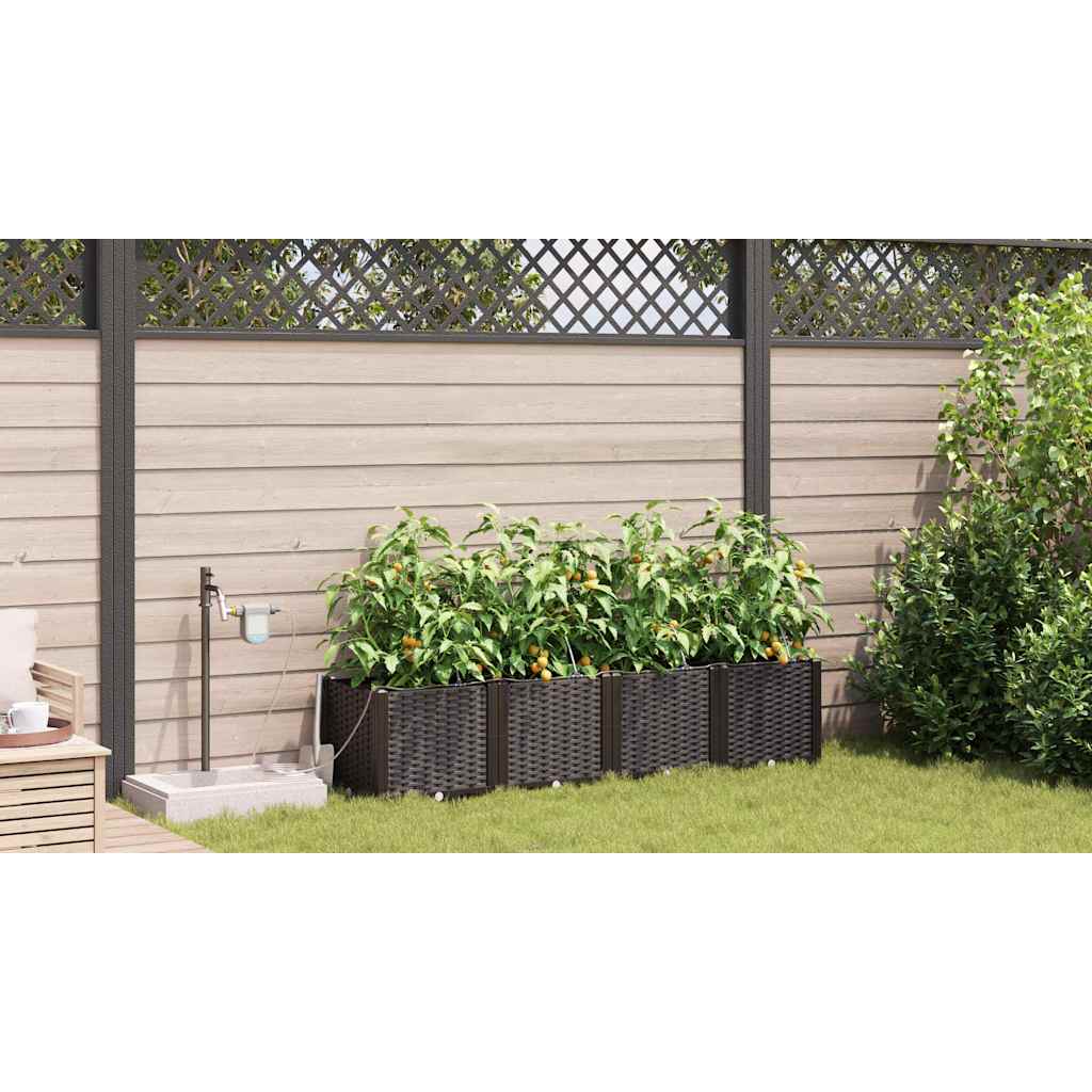 Garden Planter 4 pcs Brown 160 x 40 x 37.5 cm PP