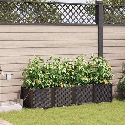 Garden Planter 4 pcs Brown 160 x 40 x 37.5 cm PP
