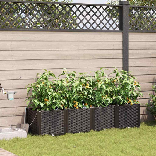 Garden Planter 4 pcs Brown 160 x 40 x 37.5 cm PP