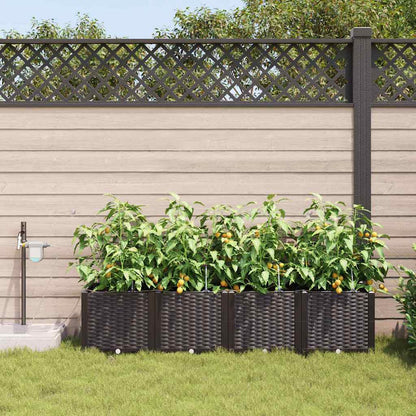 Garden Planter 4 pcs Brown 160 x 40 x 37.5 cm PP