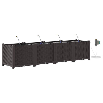 Garden Planter 4 pcs Brown 160 x 40 x 37.5 cm PP
