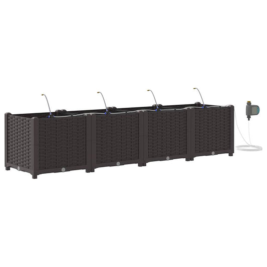 Garden Planter 4 pcs Brown 160 x 40 x 37.5 cm PP
