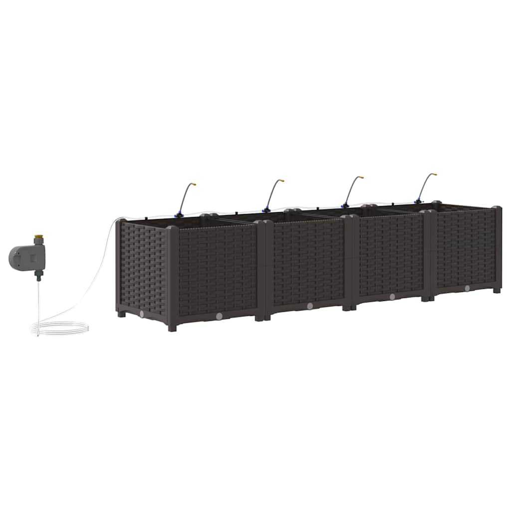 Garden Planter 4 pcs Brown 160 x 40 x 37.5 cm PP