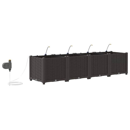 Garden Planter 4 pcs Brown 160 x 40 x 37.5 cm PP