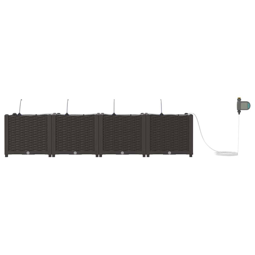 Garden Planter 4 pcs Brown 160 x 40 x 37.5 cm PP
