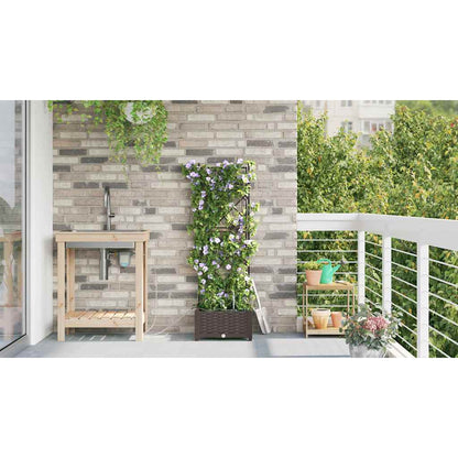 Garden Planter Brown 40 x 40 x 126 cm PP