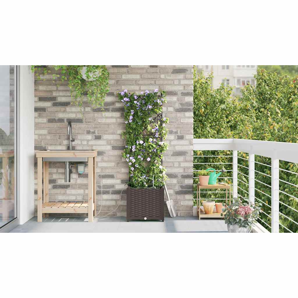 Garden Planter Brown 40 x 40 x 142 cm PP
