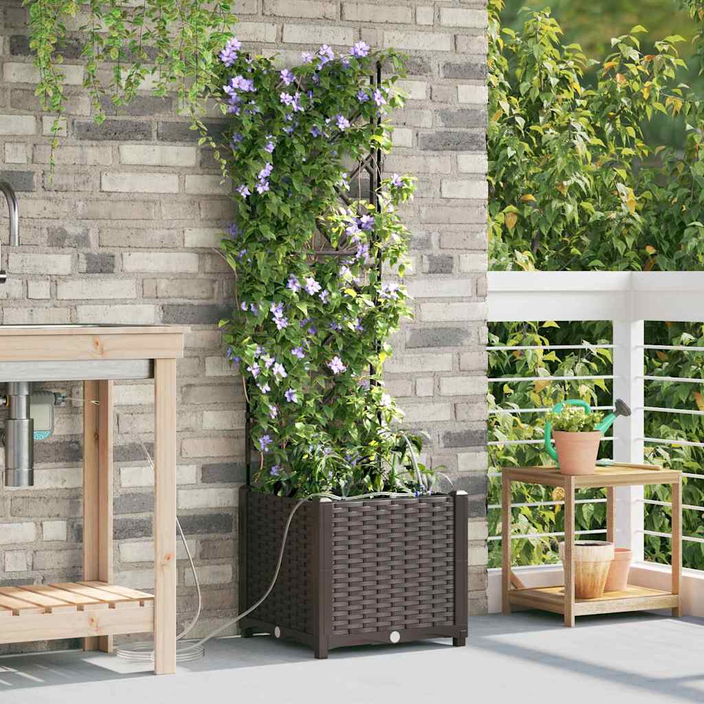 Garden Planter Brown 40 x 40 x 142 cm PP