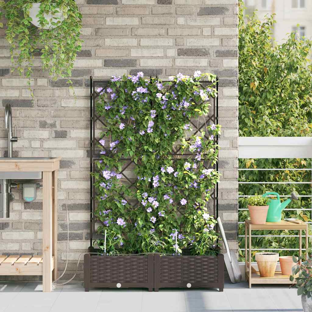 Garden Planter 2 pcs Brown 80 x 40 x 126 cm PP