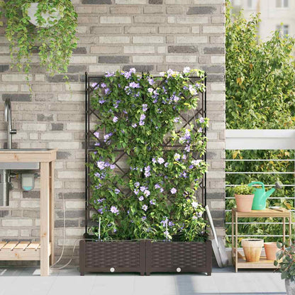 Garden Planter 2 pcs Brown 80 x 40 x 126 cm PP