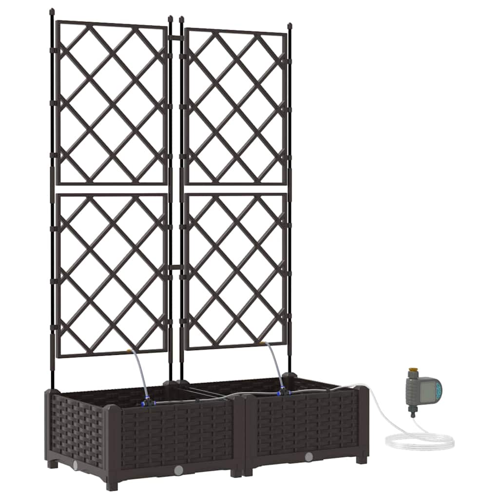 Garden Planter 2 pcs Brown 80 x 40 x 126 cm PP