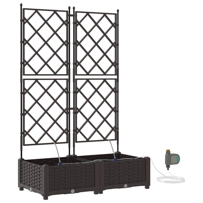 Garden Planter 2 pcs Brown 80 x 40 x 126 cm PP