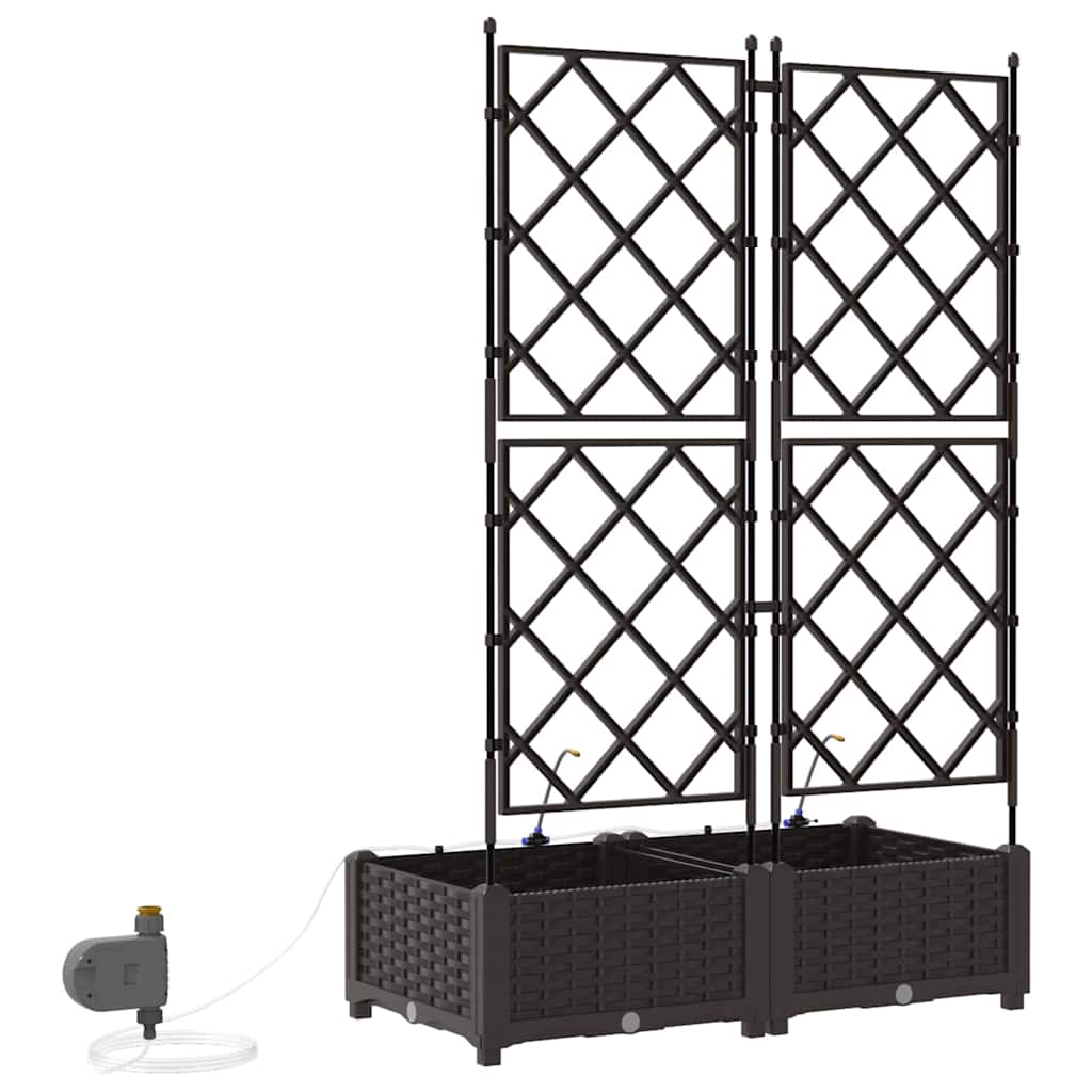 Garden Planter 2 pcs Brown 80 x 40 x 126 cm PP