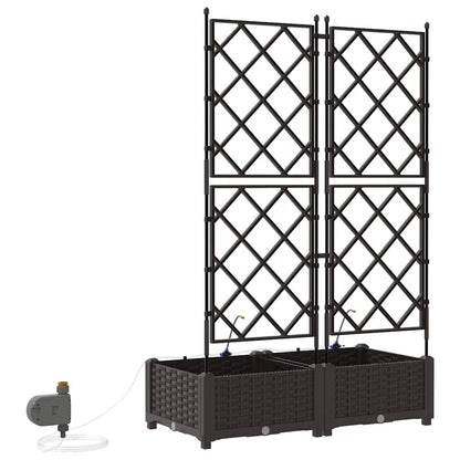 Garden Planter 2 pcs Brown 80 x 40 x 126 cm PP