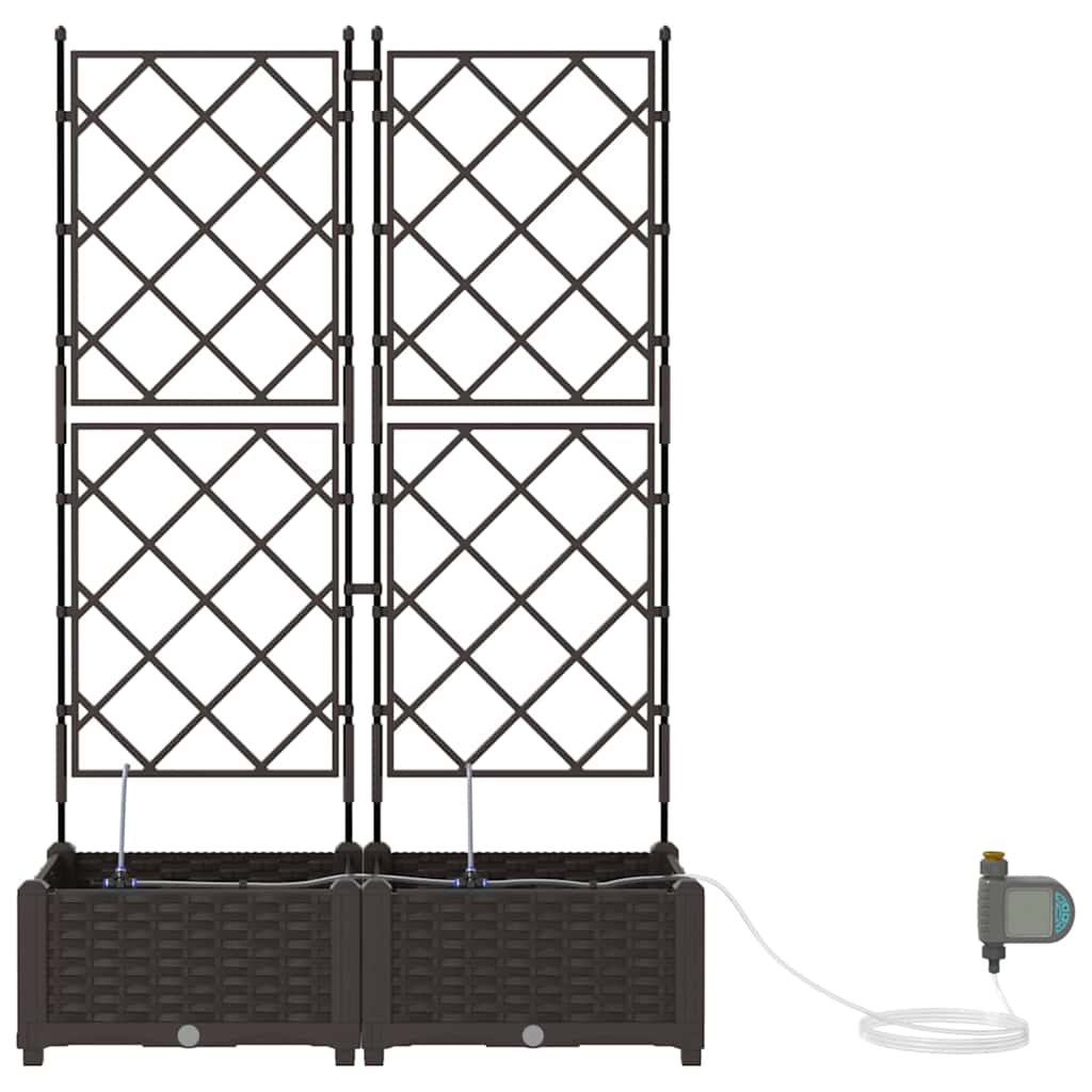 Garden Planter 2 pcs Brown 80 x 40 x 126 cm PP