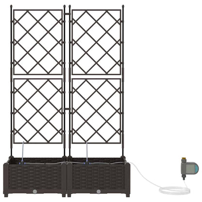 Garden Planter 2 pcs Brown 80 x 40 x 126 cm PP