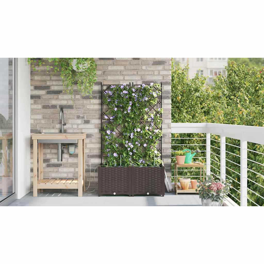 Garden Planter 2 pcs Brown 80 x 40 x 142 cm PP
