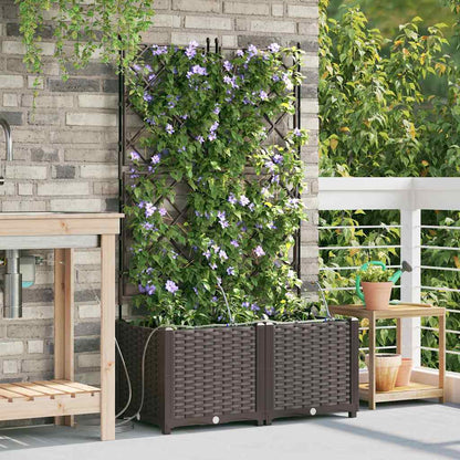 Garden Planter 2 pcs Brown 80 x 40 x 142 cm PP