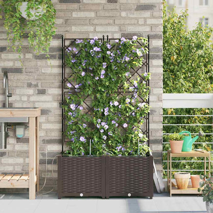 Garden Planter 2 pcs Brown 80 x 40 x 142 cm PP
