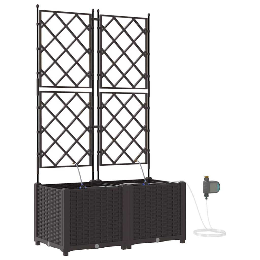 Garden Planter 2 pcs Brown 80 x 40 x 142 cm PP