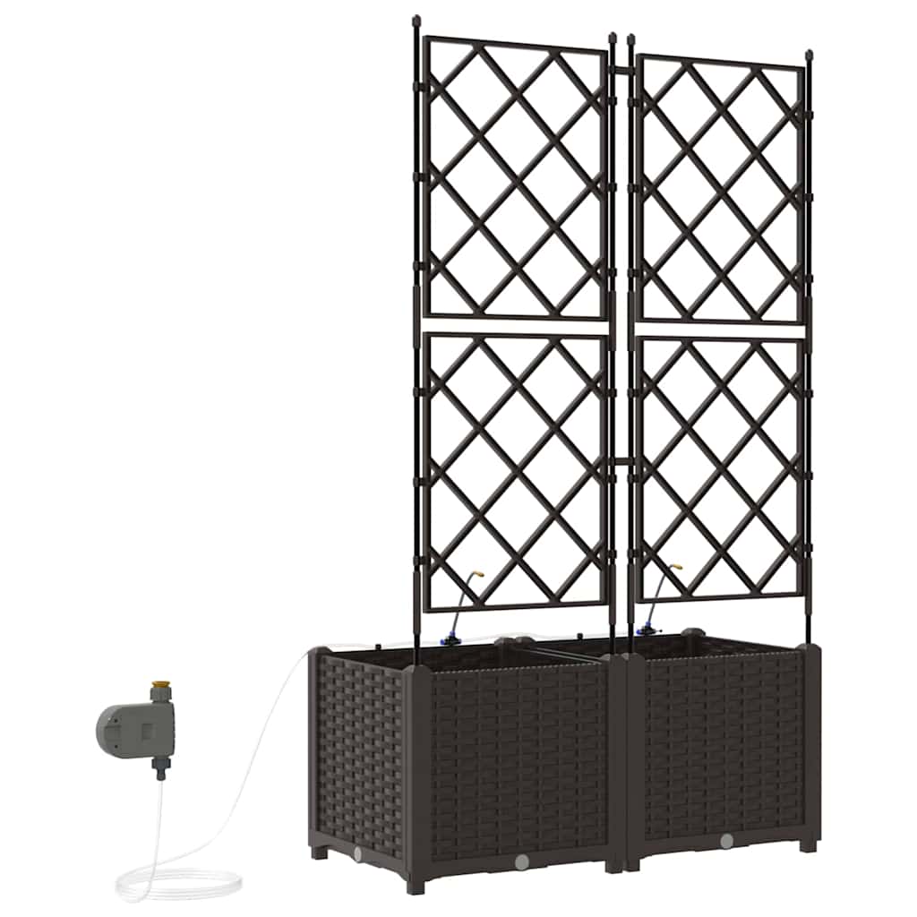 Garden Planter 2 pcs Brown 80 x 40 x 142 cm PP
