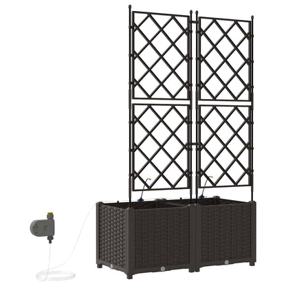 Garden Planter 2 pcs Brown 80 x 40 x 142 cm PP