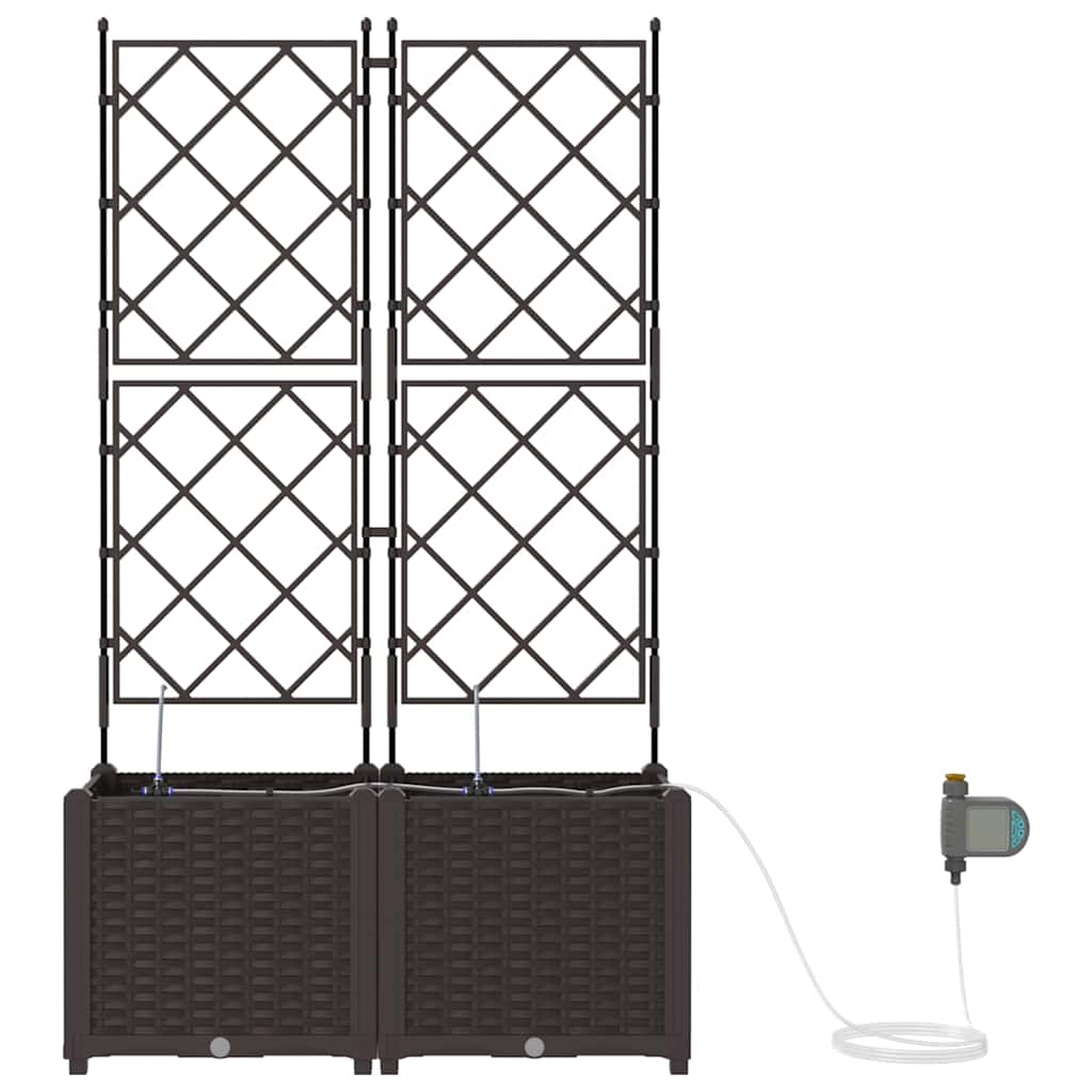 Garden Planter 2 pcs Brown 80 x 40 x 142 cm PP