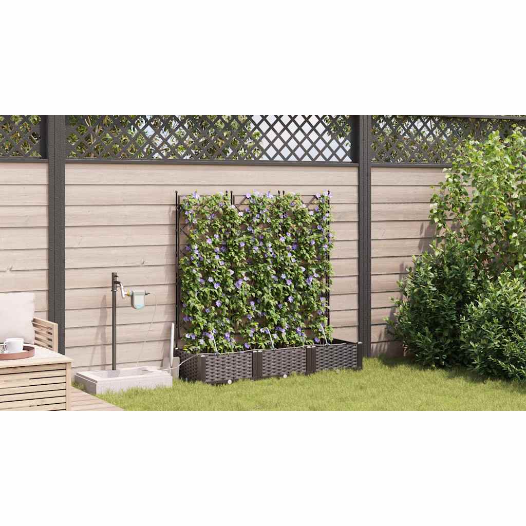 Garden Planter 3 pcs Brown 120 x 40 x 126 cm PP